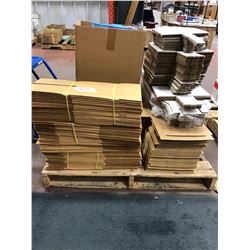 Assorted New cardboard bins various width, 16 1/2" bagging material