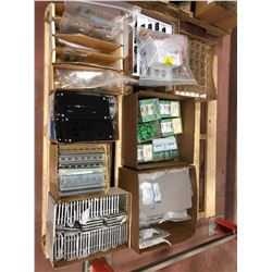 Assorted electronic components, Din rail, aluminum panels
