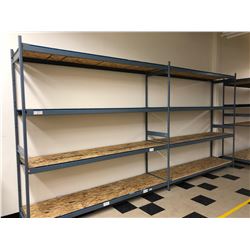 Steel shelving w/wood shelves 98" x 24" x 96" - 2 sections 8 shelves