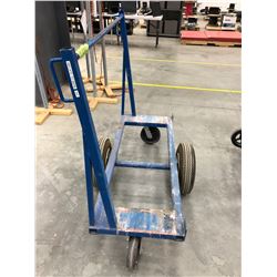 Sheet material cart with 2 air filled tires and 2 castors