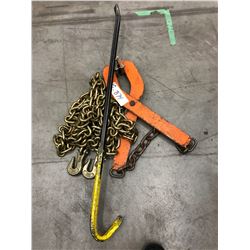 Pallet puller, crow bar & 16' chain