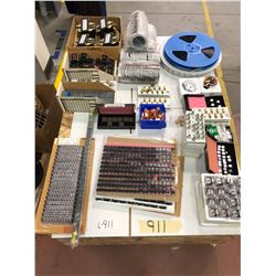 Assorted electronic components crate top include
