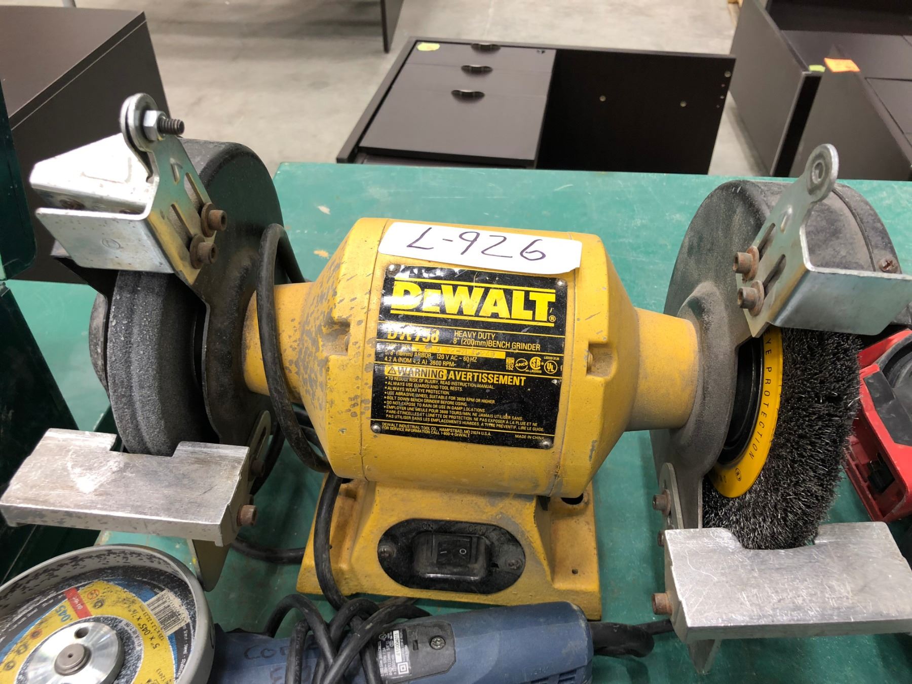 Dewalt 8" bench grinder model DW758, Bosch angle grinder model 1380SLIM