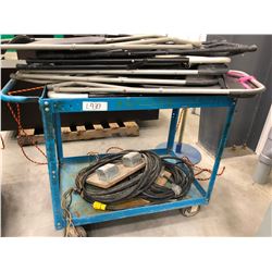 Steel rolling cart 36" x 24" x 34", 6 folding chairs condition used, qty 2 120V stations missing mal