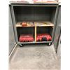 Image 2 : Dandy Steel rolling cabinet 2 doors 1 shelf 48" x 26" x 55", C/W Hilti model C4/36 charger, 15" pryb