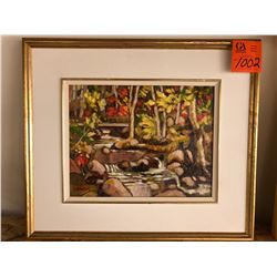 Jean Guy Desrosiers - "Rivieve a la Rue les Pacans", oil on board, 12x14, 20x23 framed