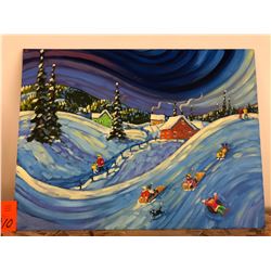Rod Charlesworth - "Sliding", oil on board, unframed, 18x24