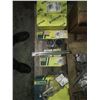 Image 3 : Pallet w/ misc Box of Cadweld Welding supplies, Halo electric fixtures & metal bracing