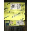 Image 4 : Pallet w/ misc Box of Cadweld Welding supplies, Halo electric fixtures & metal bracing