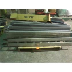 Pallet w/4 Raceway corner tracks, 4 Raychem 48" cable repair sleeves, approx 24"x4"x6' square poly