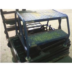 Pallet w/Canway 2' step ladder/400 lb rating, 3 level plastic parts cart, 12 compart ign key caddy