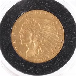 1912 $2 1/2 Gold Indian Head, A.U.