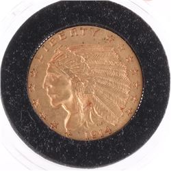 1914-D $2 1/2 Gold Indian Head, A.U.