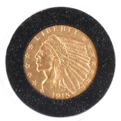 1915 $2 1/2 Gold Indian Head, A.U.