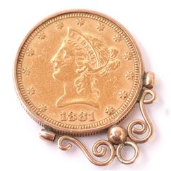 1881 $10 Liberty Head Gold Jewelry