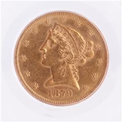 1879-S $5 Gold Liberty Head, X.F. 45