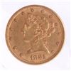 Image 1 : 1881 $5 Gold Liberty Head, A.U.