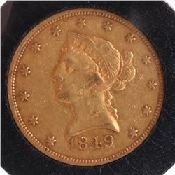 1849 $10 Gold Liberty Head, V.F.