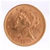 Image 1 : 1881 $5 Gold Liberty Head, B.U.