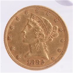 1882 $5 Gold Liberty Head, X.F.