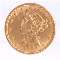 1882 $5 Gold Liberty Head, MS 63