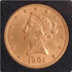 1901 $10 Gold Liberty Head, A.U.