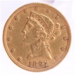 1897 $5 Gold Liberty Head, X.F.