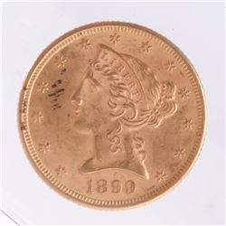 1899 $5 Gold Liberty Head, MS 63
