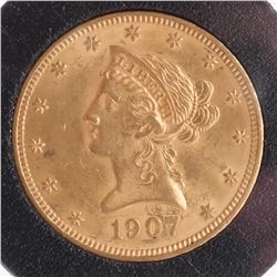 1907 $10 Gold Liberty Head, MS 63