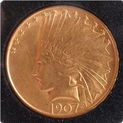 1907 $10 Gold Indian Head, B.U.