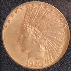 1910-D $10 Gold Indian Head, X.F.