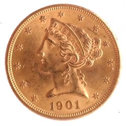 1901-S $5 Gold Liberty Head, MS 63