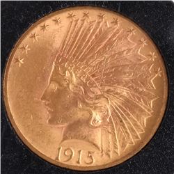 1915 $10 Gold Indian Head, A.U./UNC.