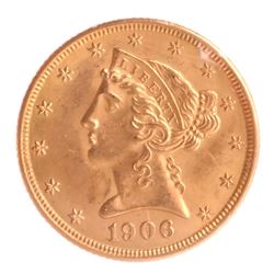 1906-D $5 Gold Liberty Head, MS 63
