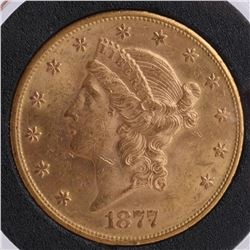 1877-S $20 Gold Liberty Head, MS 63