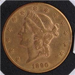 1890-S $20 Gold Liberty Head, 55