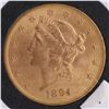 Image 1 : 1894 $20 Gold Liberty Head, MS 64
