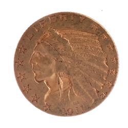 1911 $5 Gold Indian Head, V.F.