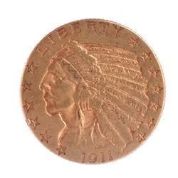 1911-D $5 Gold Indian Head, X.F.