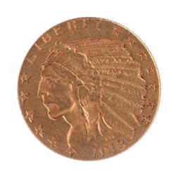 1913 $5 Gold Indian Head, V.F.