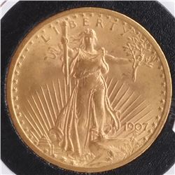 1907 $20 Gold Saint Gaudens, MS 63