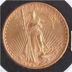 1909-S $20 Gold Saint Gaudens, MS 62