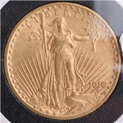 1910 $20 Gold Saint Gaudens, A.U. 58