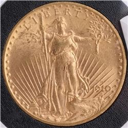 1910-D $20 Gold Saint Gaudens, MS 63