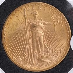1911-D $20 Gold Saint Gaudens, MS 62