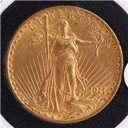 1911-D $20 Gold Saint Gaudens, MS 64