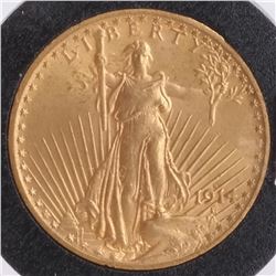 1914-S $20 Gold Saint Gaudens, MS 62