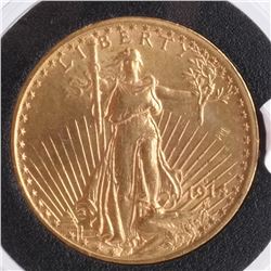 1914-S $20 Gold Saint Gaudens, MS 63
