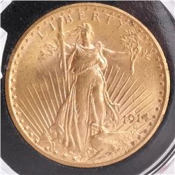 1914-S $20 Gold Saint Gaudens, MS 63