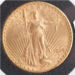 1914-S $20 Gold Saint Gaudens, MS 64